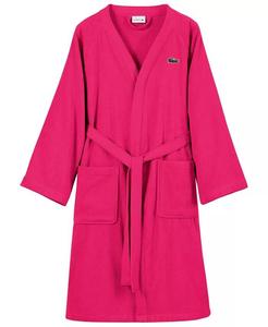 Банный халат из пике из 100% хлопка с нашивкой-логотипом Lacoste Home, коричневый