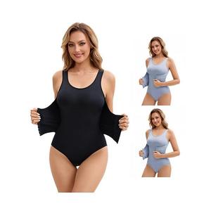 3 упаковки женских корсетов для талии 3 ряда, утягивающее белье для контроля живота и бедер, боди Inspire Chic, Light Blue Black