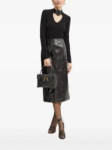 Топ с вырезом капелькой и цветочным декором SIMONA CORSELLINI, черный