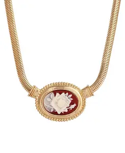 Ожерелье-Камея из смоляной розы 2028, carnelian