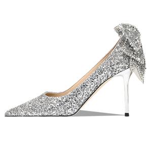 Take the Qin Серебряные туфли на шпильке для женщин с узким каблуком 8 см, цвет 8cm Slim Heel, Silver