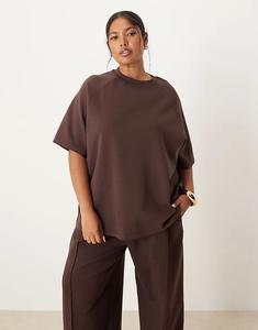 Футболка-реглан ASOS DESIGN Curve от ASOS DESIGN шоколадного цвета
