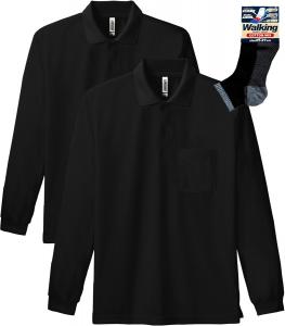 Футболка-поло с длинными рукавами и карманом Glimmer 00335-ALP Dry 4.4 унции, черный