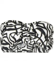 Топ бикини бандо с геометричным принтом Bambah, черный