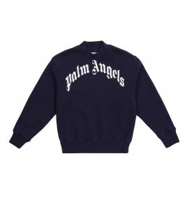 Хлопковая толстовка с логотипом Palm Angels Kids, Navy Blue