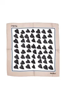 Шарф с принтом в виде сердец MAX MARA, белый