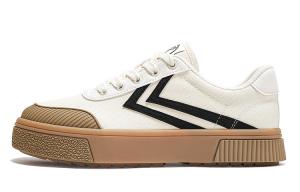 Женские белые кроссовки устойчивые к истиранию противоскользящие низкие скейтбордские бежево-черные Feiyue, экрю