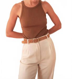 Базовый топ в рубчик цвета «ириски» Laura Laval Paris, Toffee