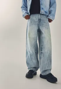 Джинсы прямого кроя с вышивкой Bershka, Blue Denim