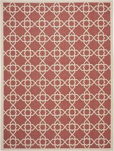 Ковер SAFAVIEH, 201 x 290 см, Washable Rug Outdoor Courtyard Collection, красный и бежевый, не линяет и легко чистится, идеален для патио, заднего двора, прихожей (CY6032-248)