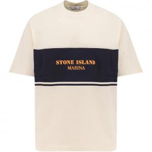 Футболка с принтом логотипа STONE ISLAND, бежевый