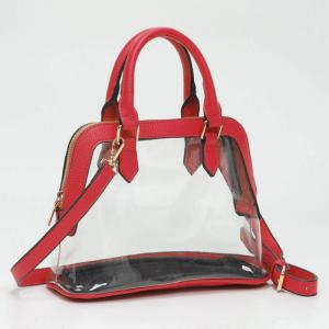 Прозрачная структурированная сумка с ручкой и наплечным ремнем из искусственной кожи FASHNZFAB, красный