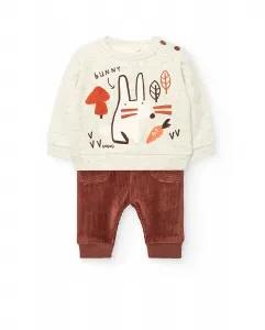 Детский комплект толстовка и вельветовые штаны Boboli, бежевый