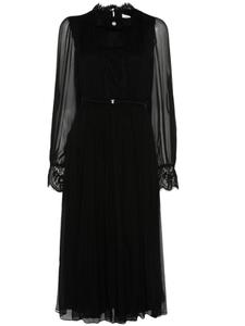 Шелковое платье миди с кристаллами NISSA, черный