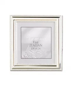 Металлическая рамка для фотографий, посеребренная, с изящной вышивкой бисером - 5" x 5" Lawrence Frames, silver