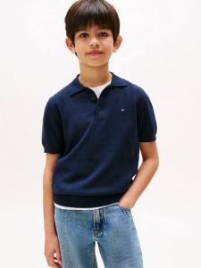 Детская хлопковая поло с коротким рукавом Tommy Hilfiger, Dark Night Navy