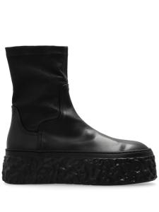 AGL кожаные ботильоны с фактурной подошвой, черный