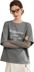 Женская футболка с круглым вырезом, принтованная, свободного кроя