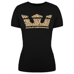 Черная футболка с леопардовым принтом и короной 192232 045 Supra, черный