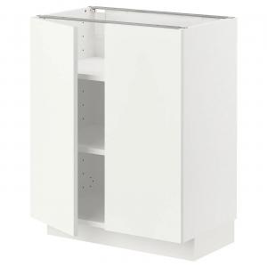 Нижний шкаф с полками/2 дверцы METOD IKEA, 60x37x70 см, цвет white/vallstena white