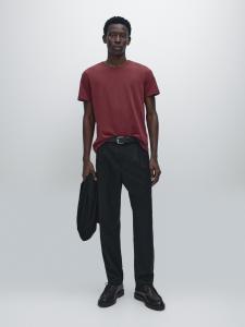 Легкая футболка из хлопкового меланжа с короткими рукавами Massimo Dutti, Plum