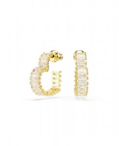 Серьги-кольца Атриб в форме багета, в форме сердца, маленькие, белые, с позолоченным покрытием Swarovski, Gold