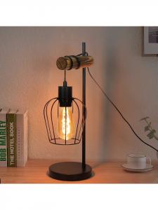 Настольная лампа, 1 лампочка, цоколь E27, корпус из дерева и металла, ширина 13 см