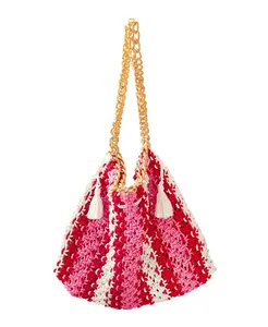 Пляжная сумка Cannes COLETTE макраме в розово-красных тонах Brunna.co, розовый