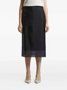 Миди-юбка с шелковыми вставками Peserico, синий