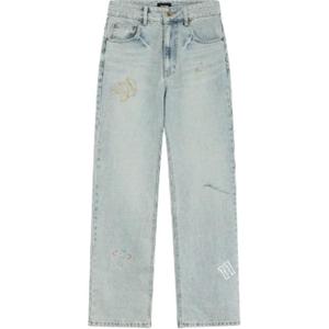 Джинсы с камнями WE11DONE, небесно-голубые