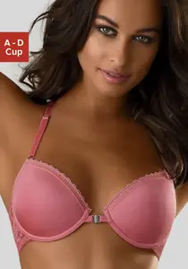 S.Oliver Бюстгальтер с чашечками "Lisette", с застежкой спереди и красивой кружевной спинкой, нижнее белье, коралловый