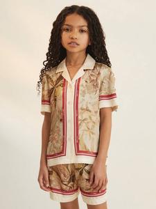 Детская сатиновая рубашка Santana с цветочным принтом New York Botanical Gardens Reiss, Khaki/Multi