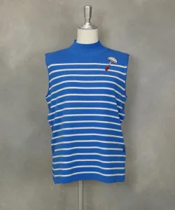 Вязаный жилет в полоску с боковыми пуговицами Studio Picone, цвет Blue(265)