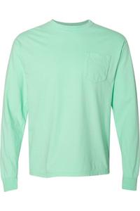 Футболка Comfort Colors Garment-Dyed из плотной ткани с длинным рукавом и карманом, цвет island reef