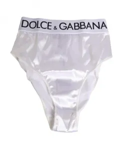 Белые атласные трусы с высокой талией и логотипом. Dolce & Gabbana, белый