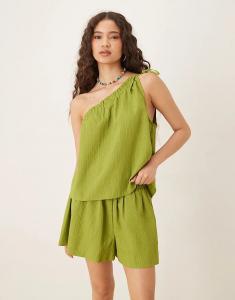 Топ на одно плечо ASOS DESIGN цвета лайм