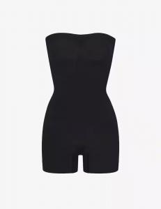 Короткое боди без бретелек SKIMS, цвет Onyx