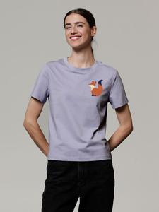 Футболка с милой лисой в лавандовом цвете wat? Apparel