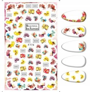 Наклейки для украшения ногтей Акварельные цветы F-774, Frezarkowo