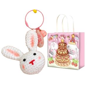 Вязаная плюшевая подвеска кролик и тигр высота 9см FKOFR