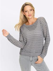 Свитер с длинными рукавами в цвете каменно-серый меланж Heine