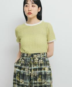 Двухцветная кружевная футболка Kbf, цвет Lime×Ivo