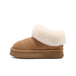 Зимние короткие сапоги для женщин из спилка Cow Split Leather, термостойкие, устойчивые к истиранию и скольжению BELLE, коричневый