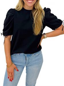 Дафна блузка с пышными рукавами в черном цвете Joy Joy