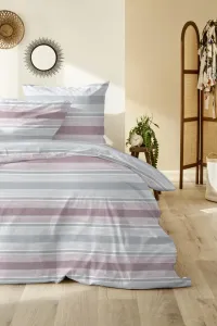 Фланелевое постельное белье 135x200 в полоску серебристо-фиолетового цвета 172154-86 Westminster