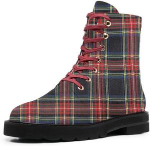 Женские боевые ботинки FYS с шнуровкой, круглым носком, низким каблуком, удобные, теплые, модные туристические ботинки, размеры 4-15 US, Lattice Red