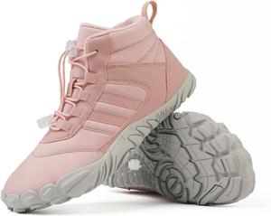 Женские и мужские зимние ботинки для ходьбы с широким носком, обувь для снега, нескользящие теплые спортивные ботинки на меховой подкладке для походов и прогулок на открытом воздухе Generic, розовый