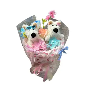 Забавный щенок из скрученных прутьев ручной работы, букет вест хайленд терьера креативная кукла Dolls and bears dance