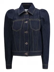 Джинсовая куртка с защипами на плечах Alexander McQueen, синий