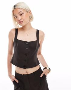 Жилет ASOS DESIGN с квадратным вырезом в шоколадном цвете